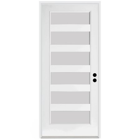 CODEL DOORS 36" x 96" Primed White Contemporary Flush-Glazed Exterior Fiberglass Door 3080LHISPSF20F6LS491626DM